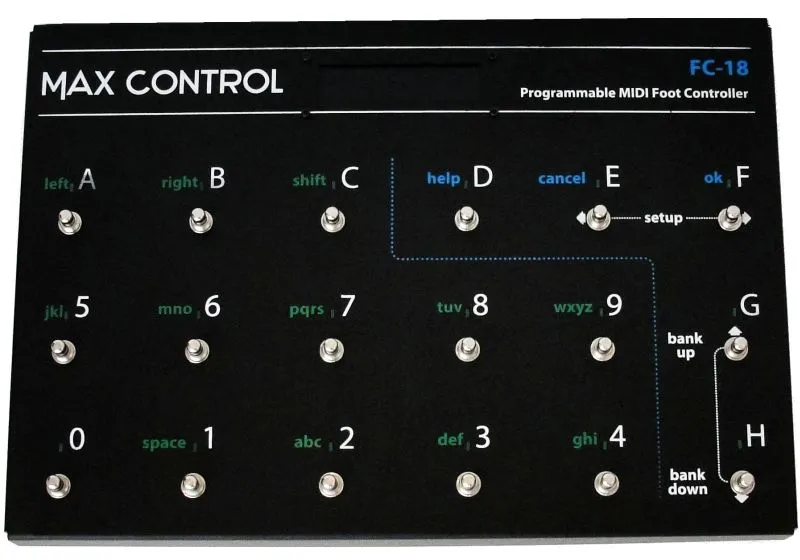 Max Control FC-18 Programmable MIDI Foot Controller